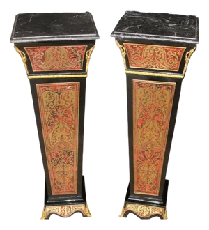 Louis XV Boulle Pedestal Stands with Buhl Inlay, Set of 2