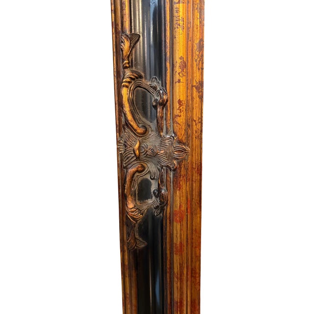 Large modern Baroque-style wall mirror measuring 72" H x 48" W, housed in a heavy, ornate rectangular frame with a bevel-...