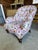 Antique French Napoleon III Tufted Club Chair in Vibrant Pansy Floral – Robust Turned Legs For Sale - Image 4 of 5