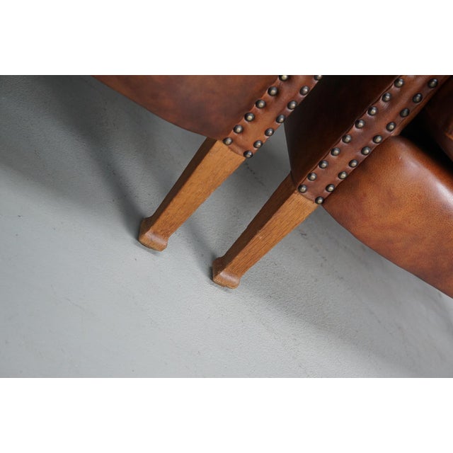 Vintage Dutch Cognac Colored Leather Club Chairs, 1970s, Set of 2 For Sale - Image 12 of 18