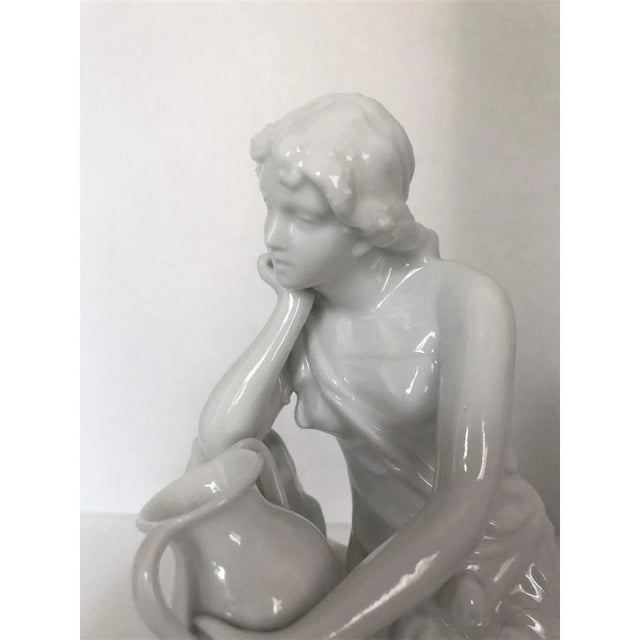 Antique White Meisen Style Allegorical Figurines Blanc De Chine Porcelain - a Pair For Sale - Image 8 of 12