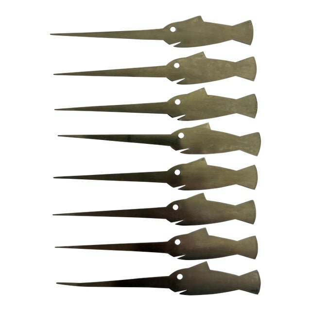 Vintage Silver-Tone Swordfish Cocktail Skewers, Set of 8 For Sale
