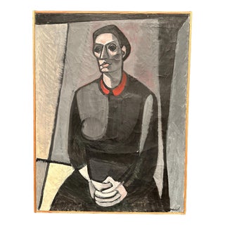 Axel Ekelund, Portrait of Mrs. S, 1950s, Oil on Canvas, Framed For Sale