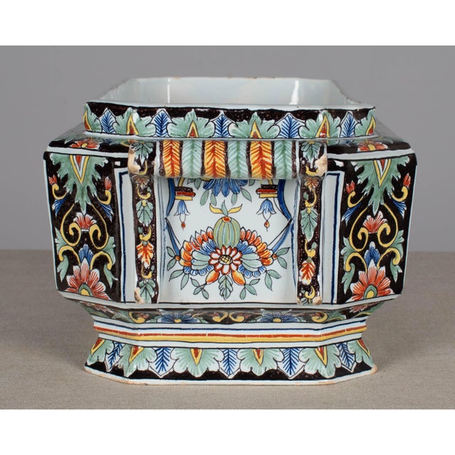 19th Century French Desvres Jardinière and Cachepot Set of 3 For Sale - Image 16 of 17