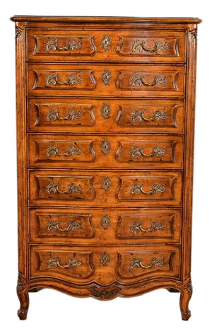 Henredon French Provincial Louis XV Carved Walnut Highboy Dresser or Semainier