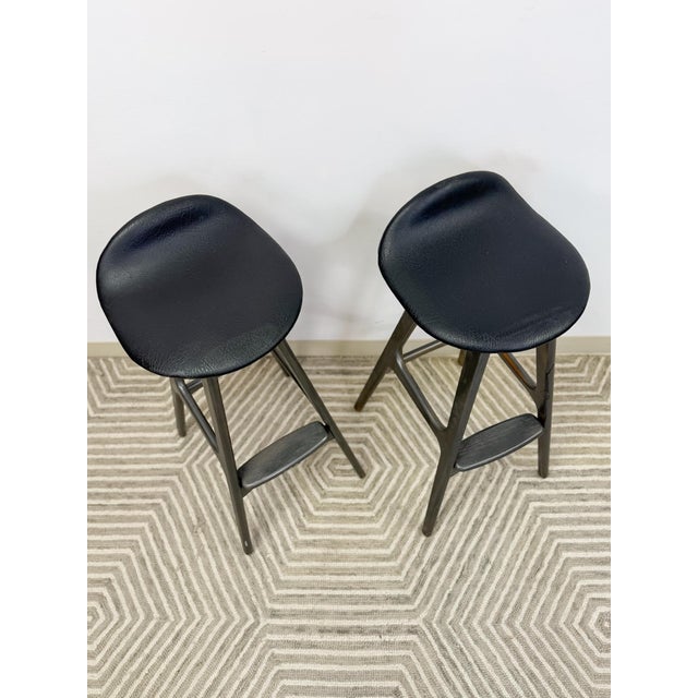 Rare Erik Buch MCM Teak Barstool Pair Danish Modern Vintage Collector Find For Sale In Tampa - Image 6 of 12