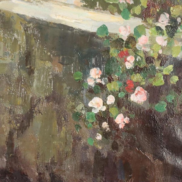 Textile G. Esposito, Painting with Scene on the Veranda, Oil on Canvas For Sale - Image 7 of 12