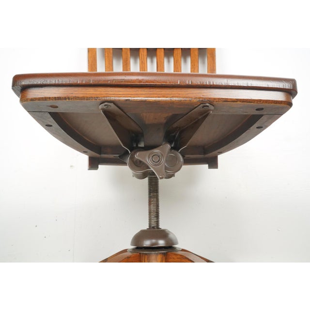 Wood Antique Quarter Sawn Oak Swivel Desk Chair For Sale - Image 7 of 11