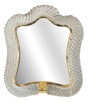 Murano Glass Vanity Mirror by Barovier and Toso, Italy, 1940s