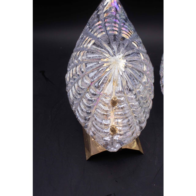 Set of 2 Bogotà Iridescent Rainbow Color Murano Style Glass Leave Wall Lights, 1970s For Sale - Image 4 of 12