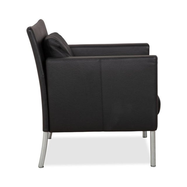 Leather Jason Armchair in Black Nappa Leather and Metal Frame from Walter Knoll For Sale - Image 10 of 13
