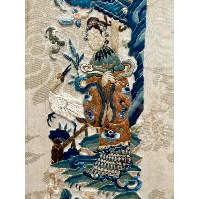 Chinese 1920s Silk Embroidered Panels - A Pair For Sale - Image 3 of 9