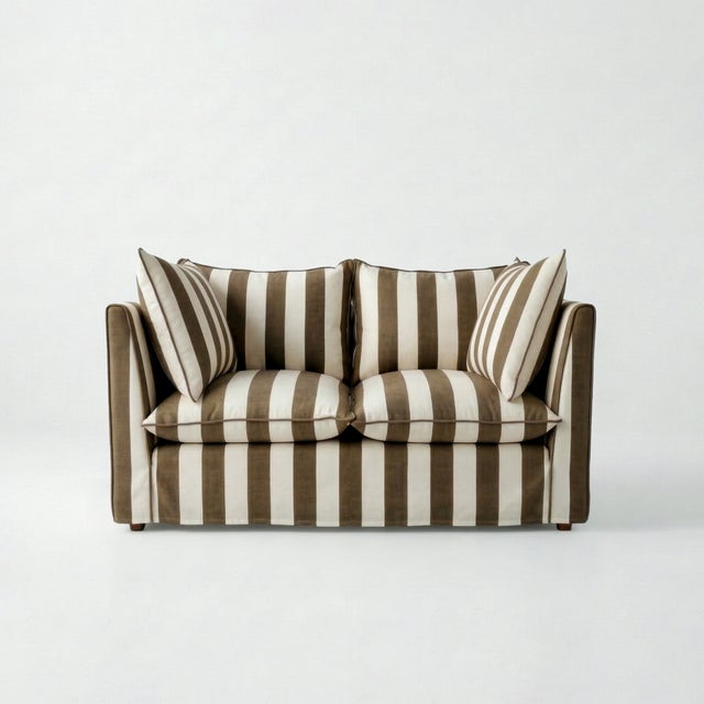 Not Yet Made - Made To Order Sophie Conran Coco 2 Seater Sofa - Chocolate Stripes with Knife Edge Cushion For Sale - Image 5 of 5