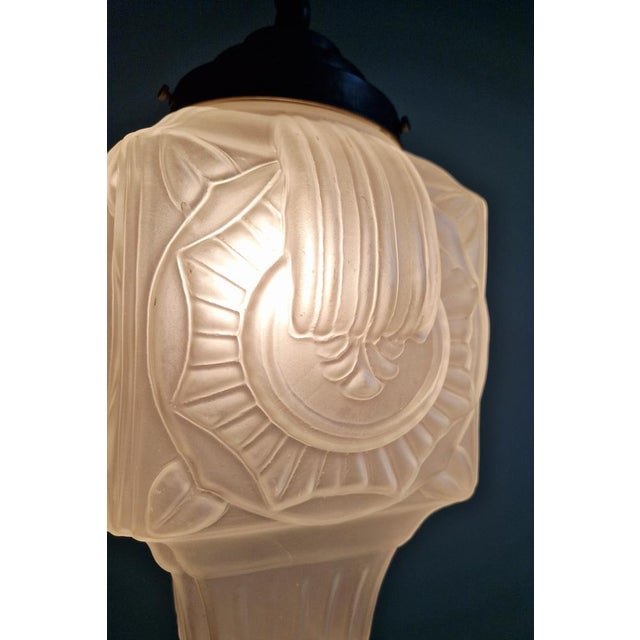 Art Deco Pendant Light in Frosted Clear Glass, 1920s-1930s For Sale - Image 13 of 18