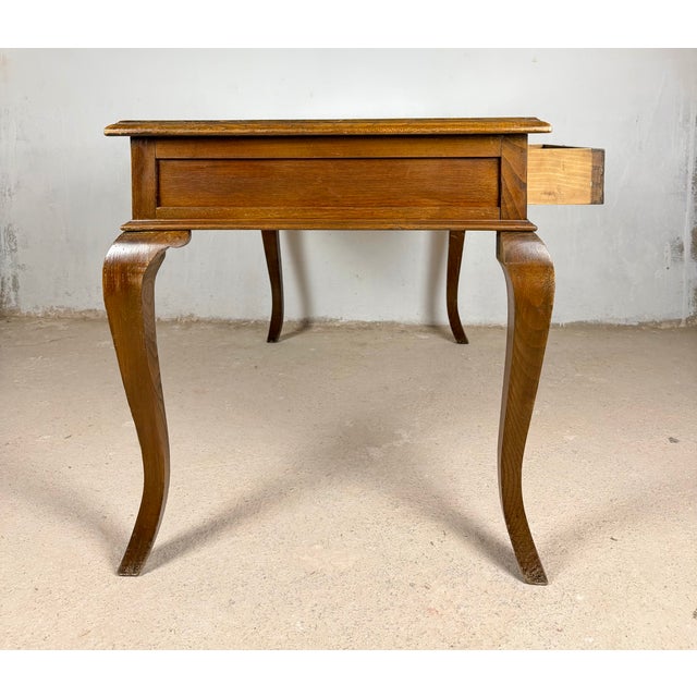Spanish Oak Writing Desk with Three Drawers, 1940 For Sale - Image 9 of 11