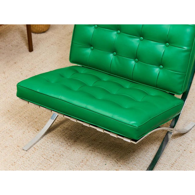 Mid 20th Century Styled After Kelly Green Barcelona Style Chair For Sale - Image 12 of 12