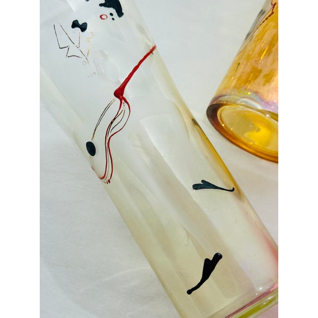 1940s Italian Intaglio Etched & Enameled Luster Glass “Orchestra” Champagnes, Bohemian - Set of 6 For Sale - Image 12 of 12