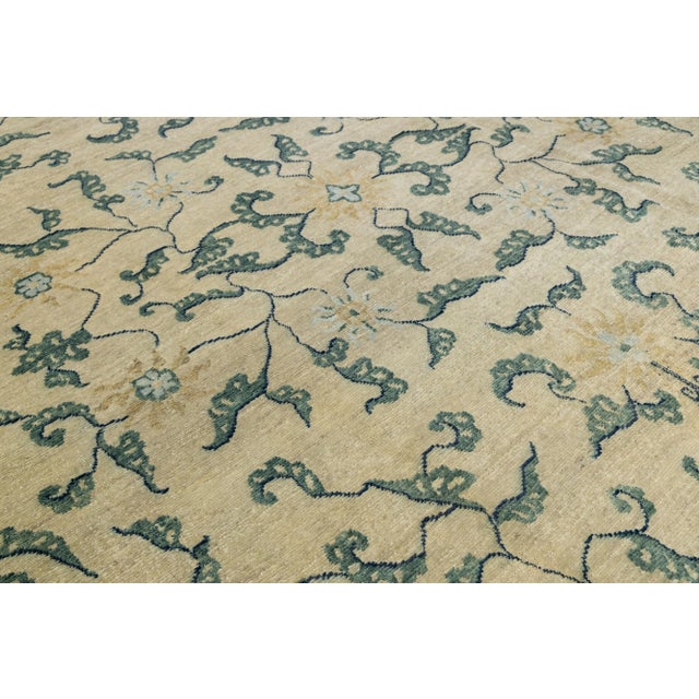 Transitional Oversized Wool Rug Handmade in Beige With Allover Design For Sale - Image 9 of 10