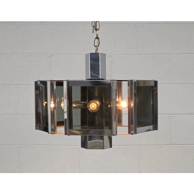 Chrome 1960s Space Age Chrome Chandelier by Robert Sonneman for Fredrick Ramond For Sale - Image 8 of 9