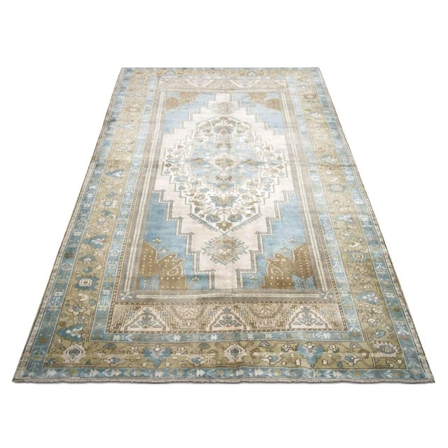 1960s Turkish Oushak Rug For Sale In Los Angeles - Image 6 of 7