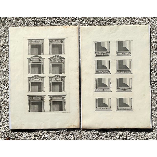 Vintage Boho Italian Architectural Pediment Drawings Original Print- Set of 2 For Sale - Image 9 of 12