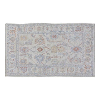 Turkish Oushak Hand Knotted Wool Rug, 4'x5'9" For Sale