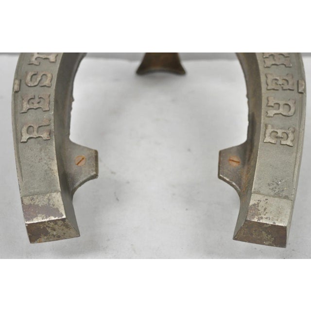 Antique Victorian Metal "Rest Your Feet Here" Cowboy Horseshoe Footstool Stool For Sale In Philadelphia - Image 6 of 10