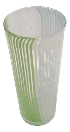 Vintage Green, White and Light Blue Murano Glass Vase attributed to Dino Martens, 1950s
