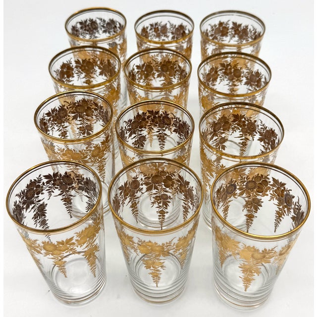 12 Belle Époque Gilt Floral Crystal Tumblers, Suitable for Champagne / Wine For Sale - Image 17 of 18