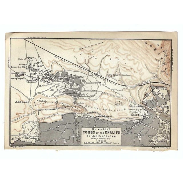 Antique map of the tombs of the Khalifs from an Egyptian tour guide circa a 1910. Combined shipping available, please...