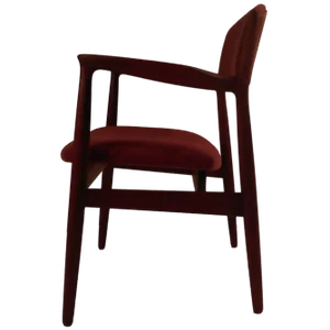 Armchair in Teak, Red Fabric and Leather by Harbo Sølvsten, 1950s