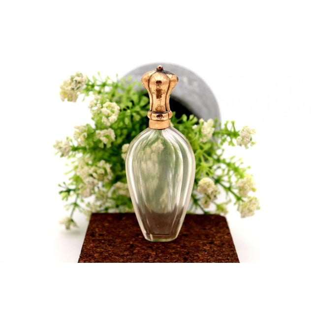 Glass Perfume Bottle with Gold Applications For Sale - Image 6 of 6