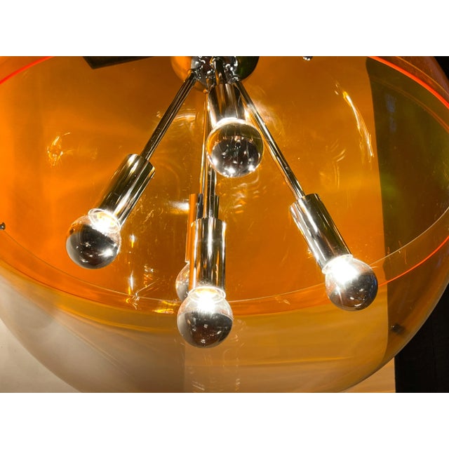 Mid-Century Modern Space Age Orange Sphere Pendant Lamp attributed to Raak Amsterdam For Sale - Image 5 of 12