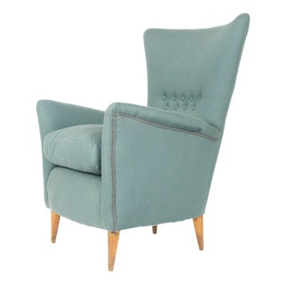 Mid-Century Modern Italian Grey Fabric and Wood Chair, 1950s For Sale