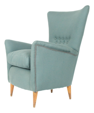 Mid-Century Modern Italian Grey Fabric and Wood Chair, 1950s