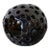 Vintage Danish Brutalist Ceramic Candle Holder – Black Pierced Sphere For Sale