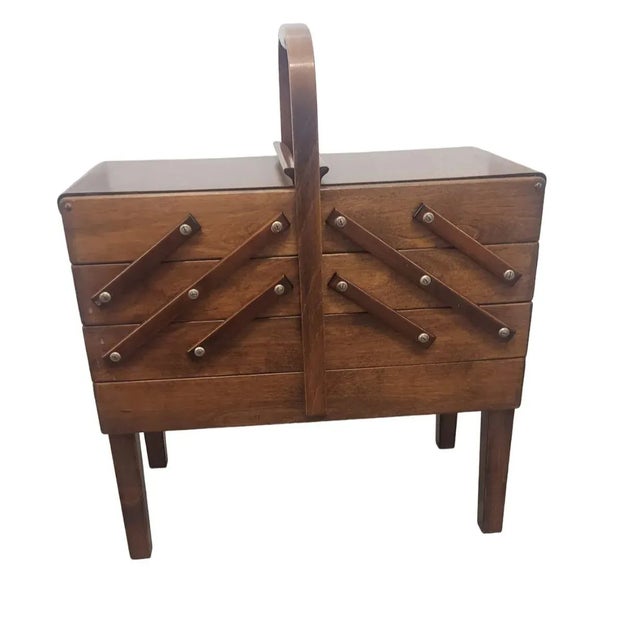 Mid-Century Modern Mid 20th Century Strommen Bruk Hamar Norway Mid-Century Modern Wooden Sewing Cabinet For Sale - Image 3 of 12