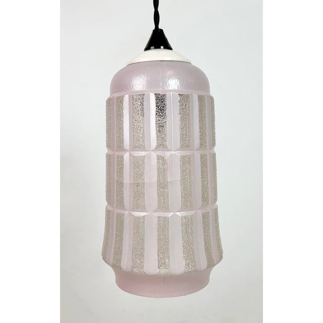 Industrial Vintage Glass Ceiling Light, 1970s For Sale - Image 3 of 17