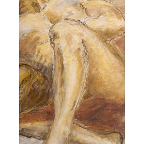 Evelyne Luez, Nude Man and a Woman Lying Down, Oil Painting on Canvas For Sale - Image 5 of 8