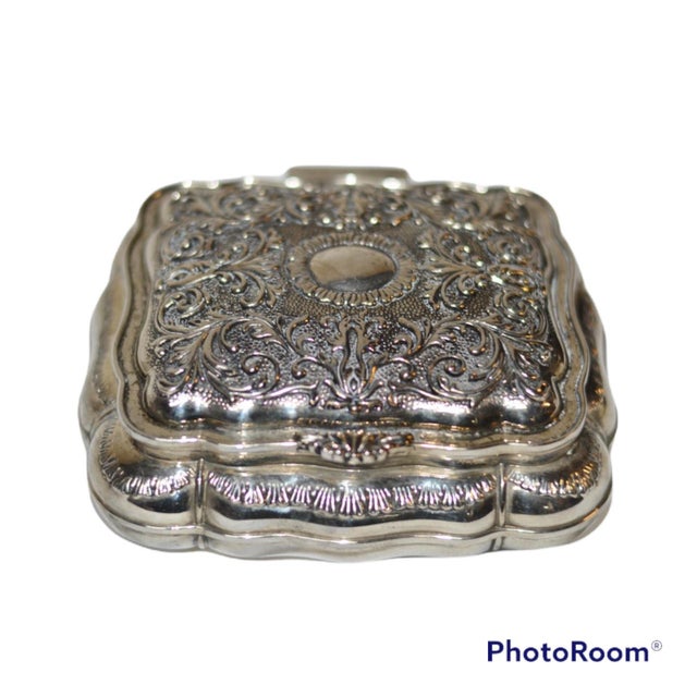 Victorian Silver Plated Velvet Lined Jewelry Box For Sale - Image 13 of 13