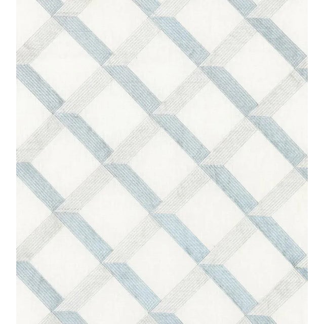 The House of Scalamandré Lattice Embroidery Fabric, Water For Sale