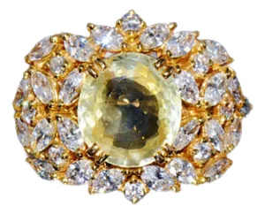 GIA Certified 8.35CTS VS F Diamond Ceylon Sapphire 18K Solid Gold Bombay Dome Ring, size 6.25