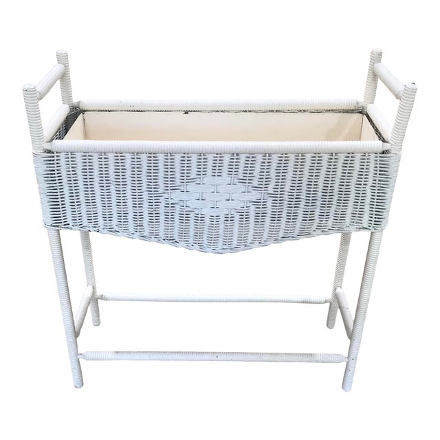 Vintage White Wicker Planter Box Chairish