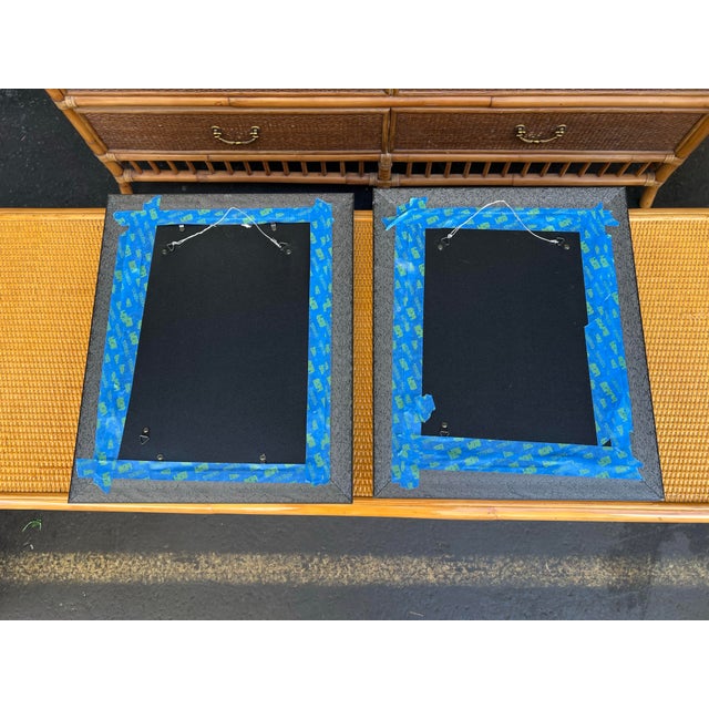 Blue Late 20th Century Framed Colorful Painting of Blue Jay Bird & Birdhouse Signed - Pair For Sale - Image 8 of 8