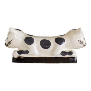19th Century Chinese Cizhou Ware Double Headed Cat Ceramic Headrest Pillow