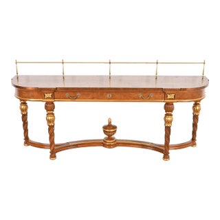 Karges French Regency Louis XVI Burled Walnut and Gold Gilt Console Table or Server For Sale