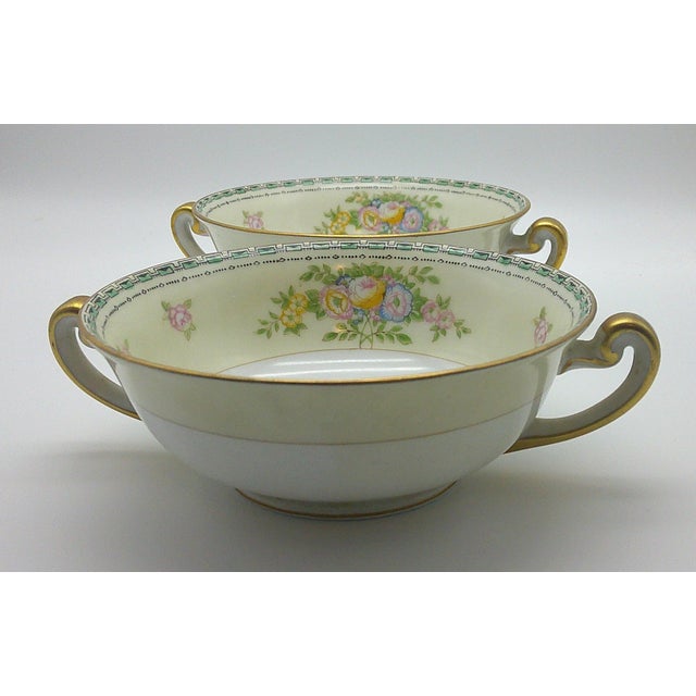 Atwater Pattern Japan Meito China Floral Double Handled Soup Bowls / 2 All in great condition considering they're almost...