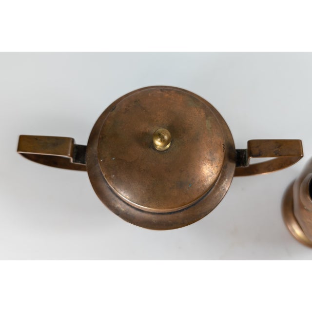 Metal 20th Century Arts and Crafts Deco Style Copper Sugar and Creamer by Joseph Heinrichs For Sale - Image 7 of 13