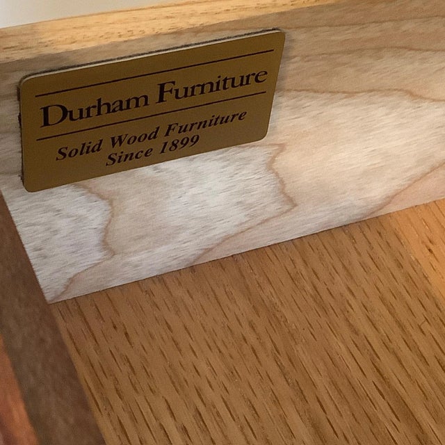 1980s Vintage Durham Furniture Solid Cherry Dresser and Plantation Mirror Saville Row For Sale - Image 10 of 18