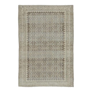 Antique Persian Malayer Rug in Brown and Cream With Geometric Pattern - Rug & Kilim For Sale